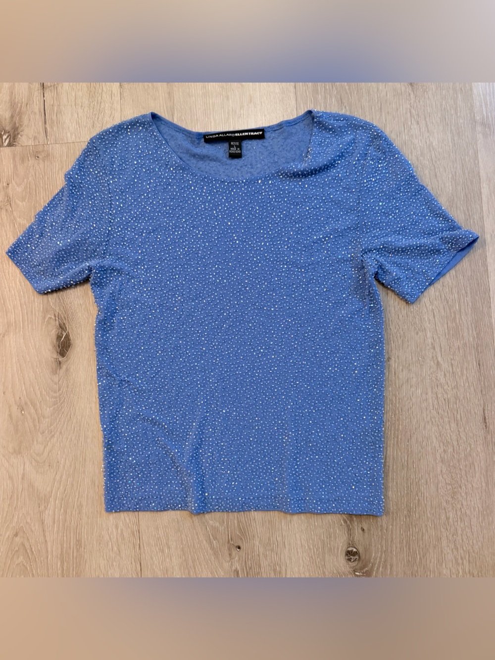 90s Y2K Celestial Beaded Periwinkle Knit Top • L